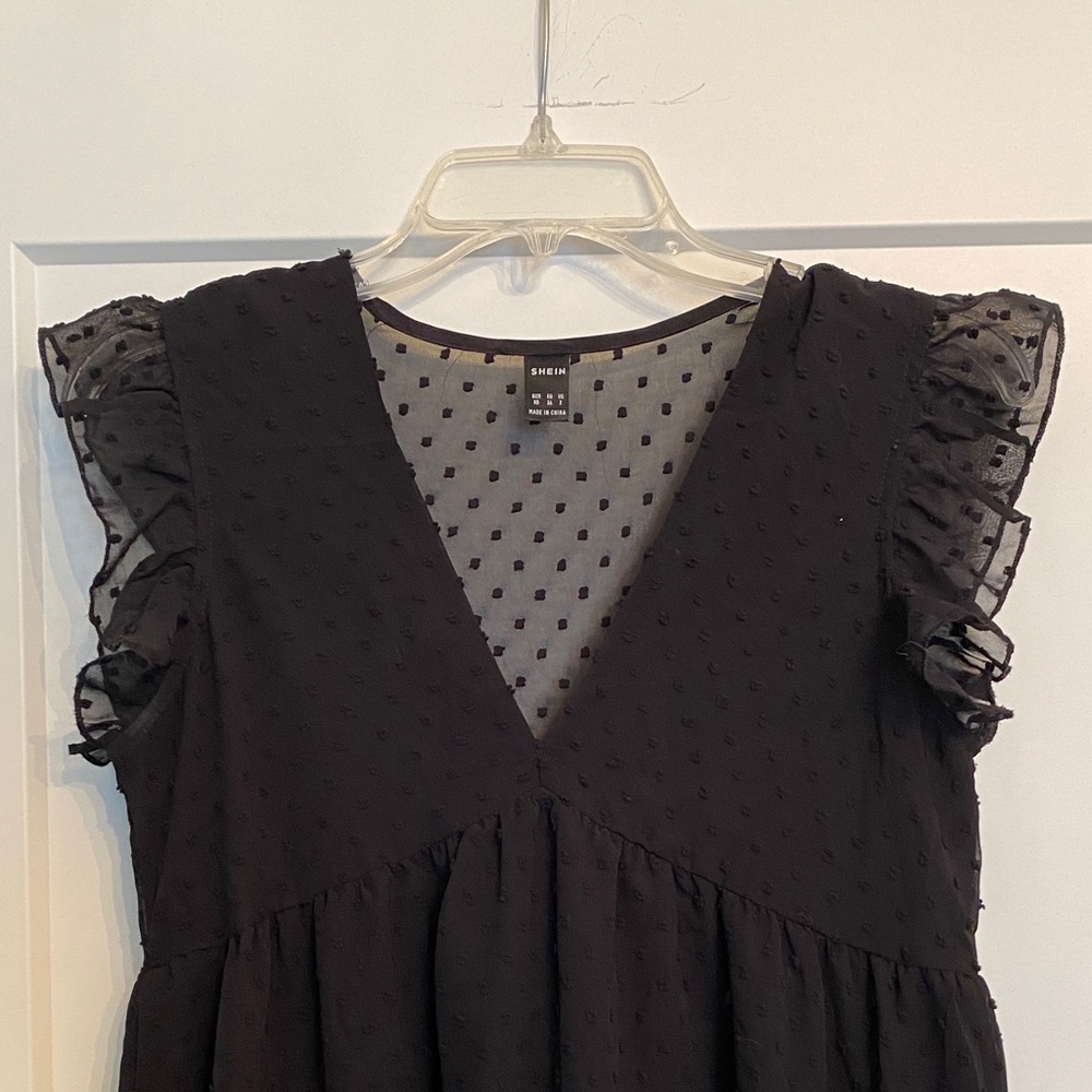 SHEIN Black Textured Ruffle Dress - Picture 2 of 3